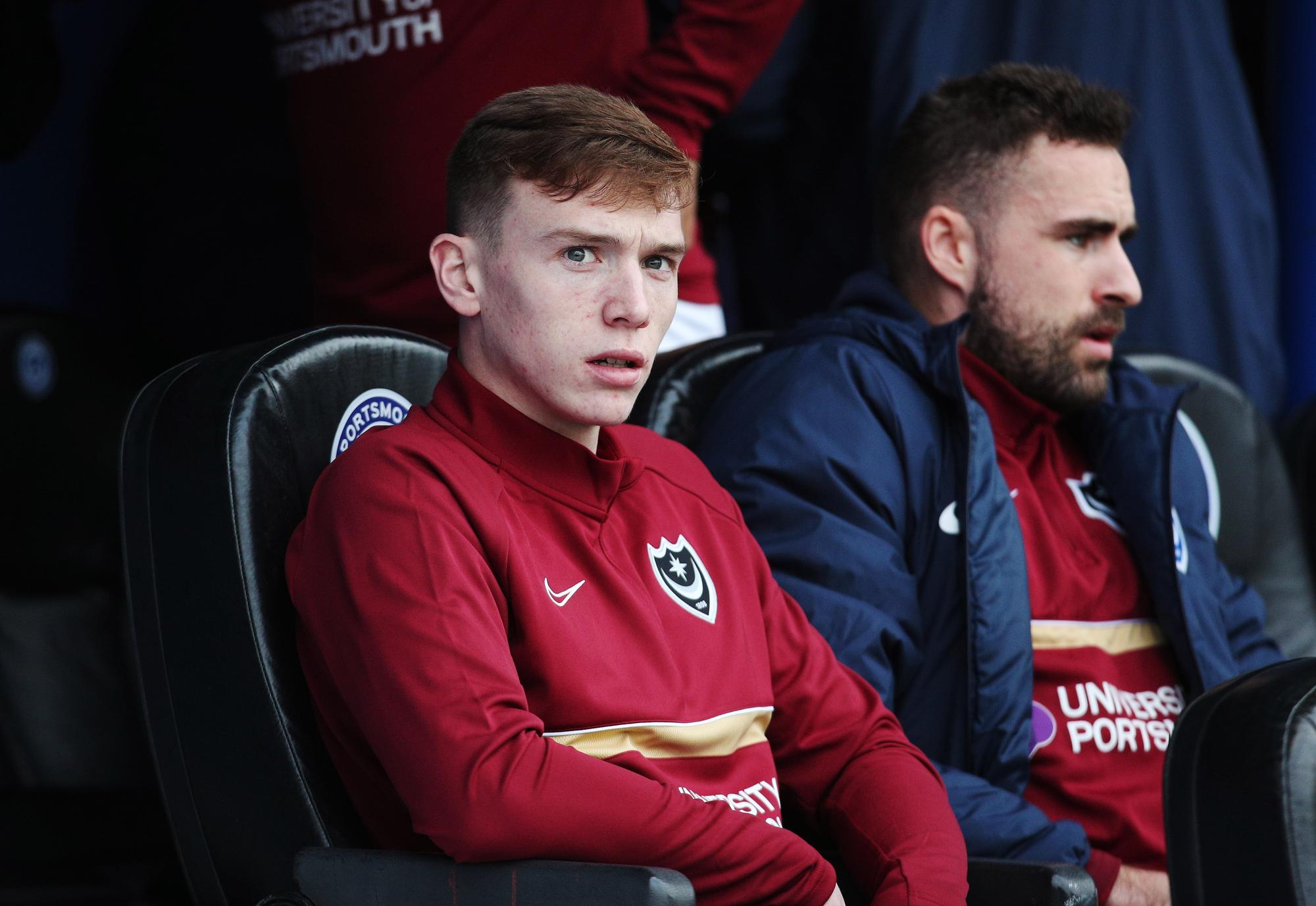 Pompey new-boy Hayden Carter was an unused substitute in Saturday's 2-1 defeat to MK Dons at Fratton Park. Picture: Joe Pepler