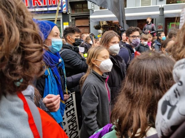 Greta Thunberg is at the rally. Picture; Jamie Callaghan