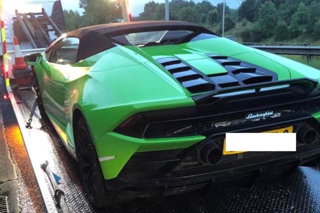 This Lamborghini was seized by police in South Yorkshire after its driver was caught 'messing around' on the motorway