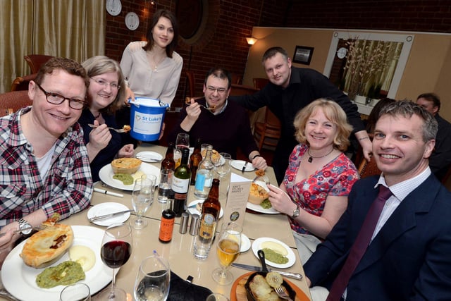Pie and peas were on the menu at Sheffield's Rafters restaurant.....with the aim of raising money for St Luke's Hospice, March 2013