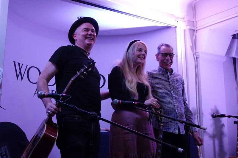 A final bow after the songwriters' circle - with Dean Owens, Hannah Rose Platt and Rab Noakes (Pic: Cath Ruane)