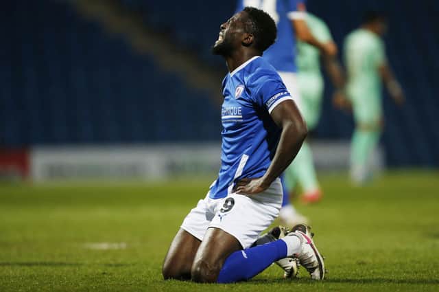 Chesterfield were held to a goalless draw against Boreham Wood on Tuesday night. Pictured: Akwasi Asante.