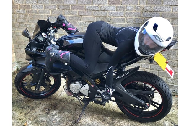 "Worn only a couple of times when I was a pillion before I got my own ride and gear. Excellent condition. Size M. (L is for loser)"