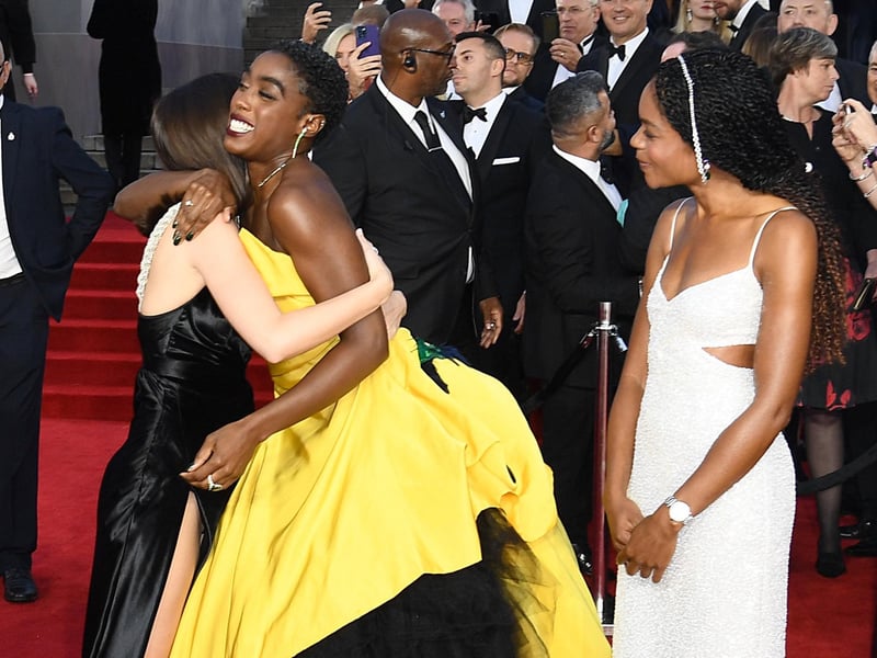 (L-R) Ana de Armas, Lashana Lynch and Naomie Harris attend the "No Time To Die" World Premiere at Royal Albert Hall on September 28, 2021 in London, England.