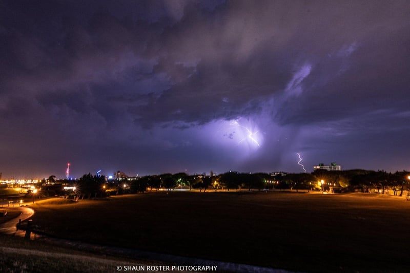Lightning strike in Portsmouth captured during a storm
