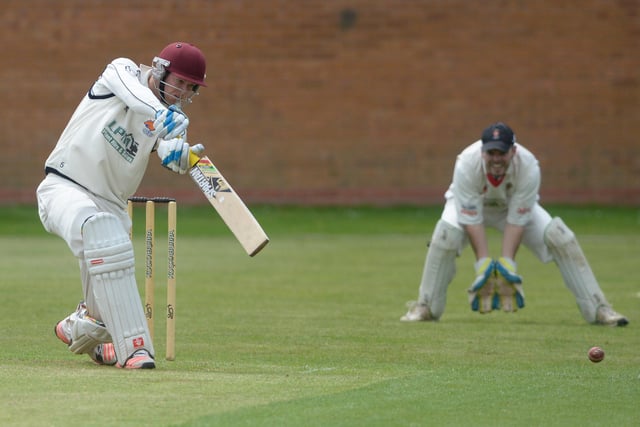 Cuckney's James Hawley bats under the watchful eye of Welbeck wicket keeper David Hunt.