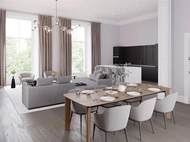 In its listing, Rettie said: "a sensitive, design led approach to the interiors has been taken, restoring these wonderful townhouses to create exciting new dwellings.
That meant respecting a gamut of original features such as cornices, panelling and a cupola, which pours light down the shared stairs to the ground floor." (photo: Rettie).