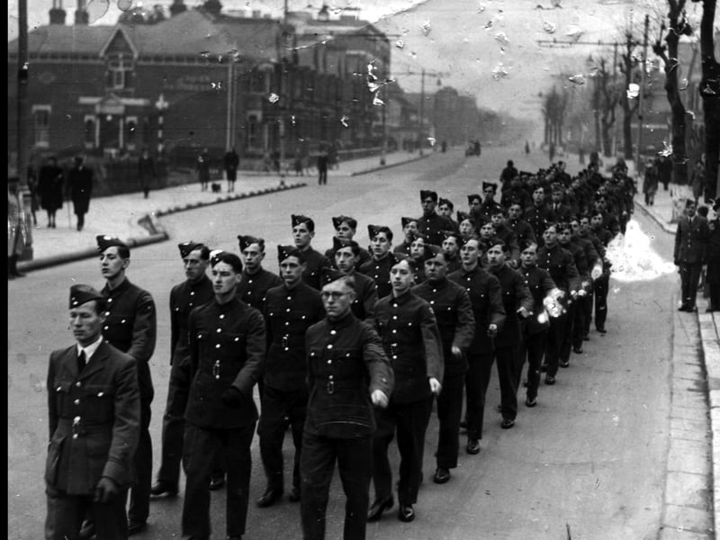 Members of 1190 Squadron Air Training Corps parading through North End, Portsmouth, in January 1944. Picture: Courtesy of Colin Vernm