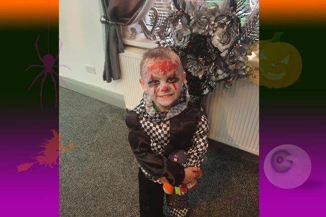 Ollie Hunter, aged 4, as Pennywise.