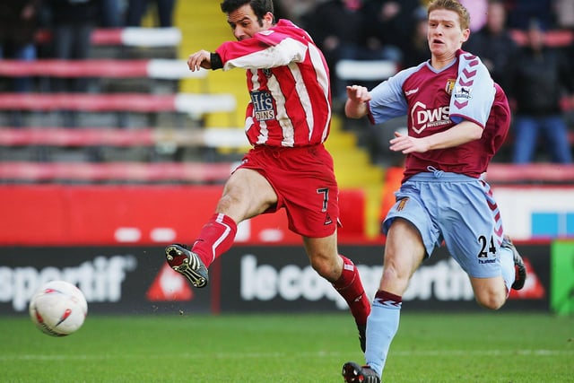 Gareth Barry put the visitors ahead in the FA Cup tie at Bramall Lane, before Danny Cullip (remember him?) equalised for the Blades. Then two goals in as many minutes from Andy Liddell won the game for the Blades