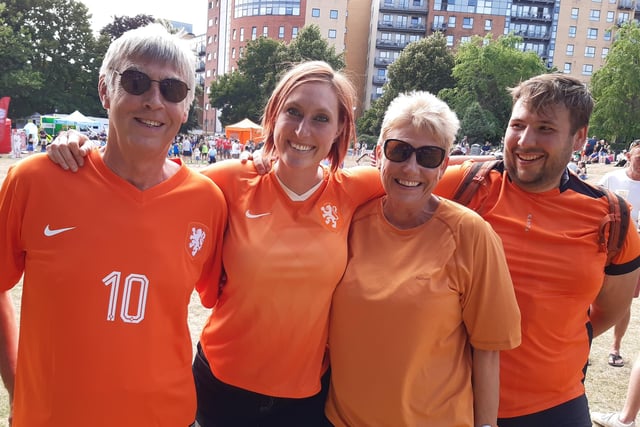 Paxton family Chris, Anna, Diane and Ed live in Dronfield and Nether Edge - but Chris' mum is from the Netherlands, so that is their team for Euro 2022