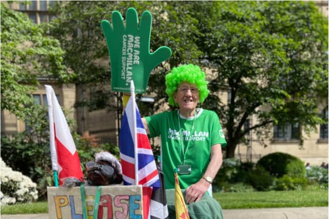 Famous fundraiser John Burkhill is edging closer to his £1m target for Macmillan Cancer Support