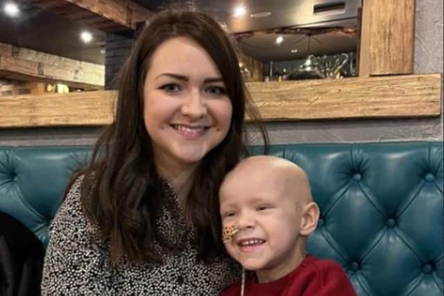 Jude Mellon-Jameson, pictured with mum Lucy,  suffered a setback when he contracted Covid, but now he is back on his cancer treatment again after recovering, with Sheffield residents continuing to help raise money to get him pioneering treatment in America.