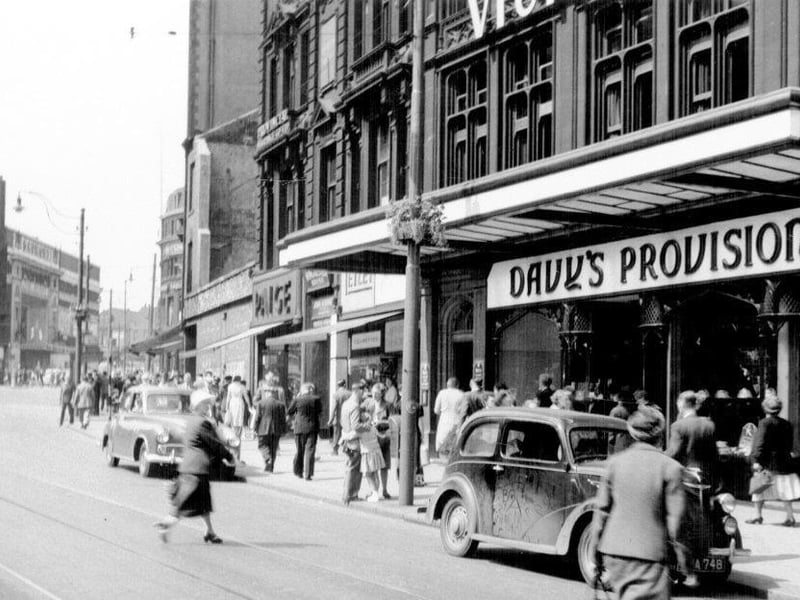 You could park your car at the iconic Davy's Provision Stores on Fargate, Sheffield, in the 1950s