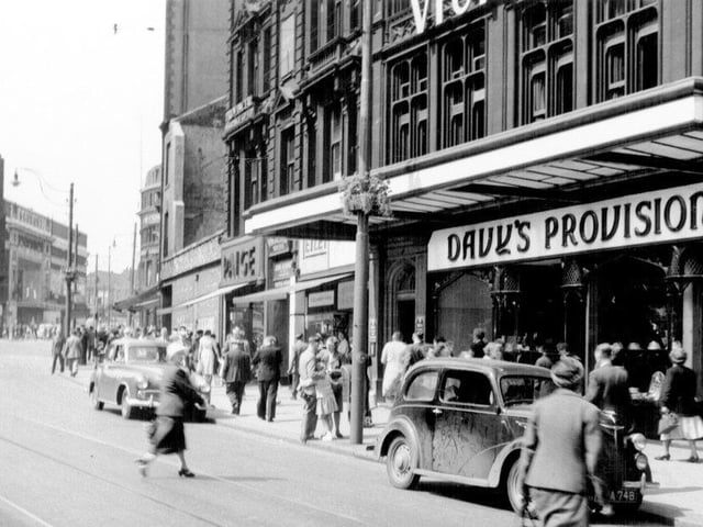 You could park your car at the iconic Davy's Provision Stores on Fargate, Sheffield, in the 1950s