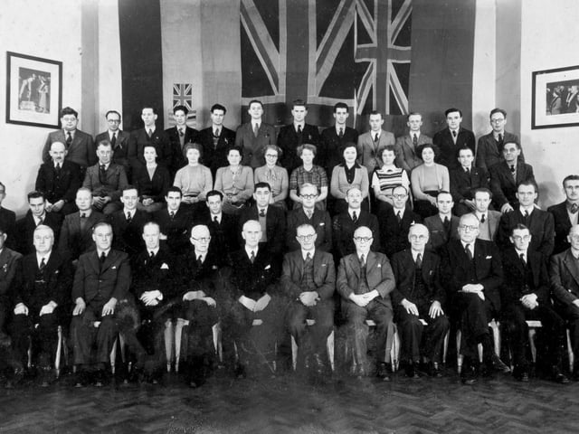 Staff of Hadfields' drawing office pictured in December 1950
Submitted by Ann Goodison (nee Maitland) pictured 4th from the right, second row down