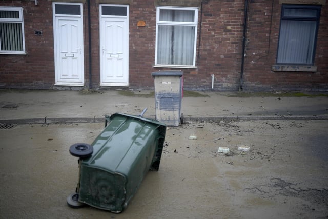 ROTHERHAM, UNITED KINGDOM - OCTOBER 23: Flood waters begin to recede in the village of Catcliffe after Storm Babet flooded homes, business and roads on October 23, 2023 in Rotherham, United Kingdom. The UK Environment Agency has warned that flooding could last for days in the wake of Storm Babet with 116 flood warnings remaining in place across England. (Photo by Christopher Furlong/Getty Images)