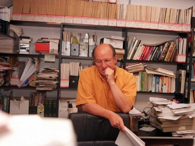 Playwright Ron Rose in his Barnburgh office in 1999.