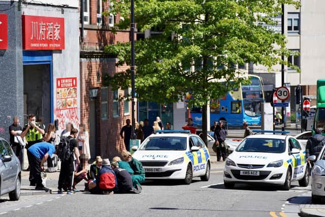 Police incident on Norfolk Street in Sheffield.