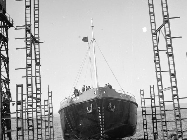Launching of Uno at Henry Robbs Leith, 1962.