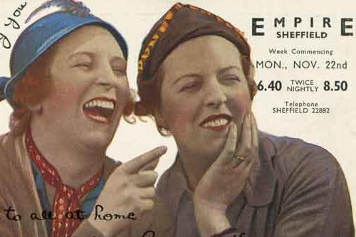 An advert for performances by Elsie and Doris Waters, radio's 'Gert and Daisy', stalwarts of the BBC radio variety programme Workers' Playtime.