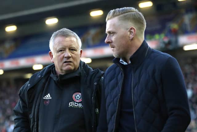 Sheffield United boss Chris Wilder with Owls manager Garry Monk during the latter's time with Birmingham City.