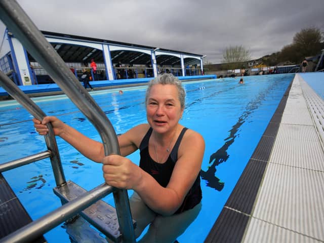 Hathersage outdoor pool reopened today after months of lockdown. Pictured is Deborah Wright. Picture: Chris Etchells