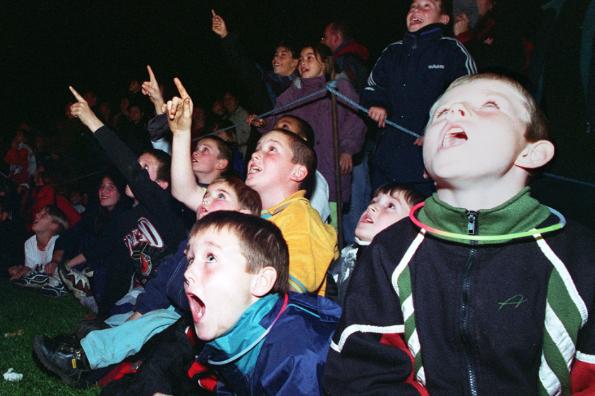 Children amazed at the firework display at the Deaf Trust in 1997.