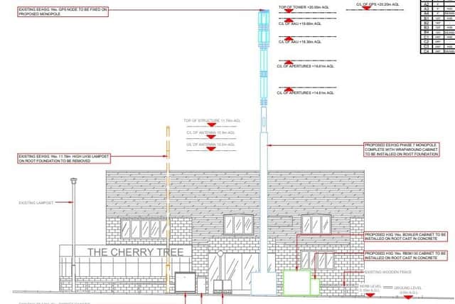 Plans for the upgraded 5G phone mast. Phone mast on the junction between Carter Knowle Road and Montrose Road. A planning inspector shot down an appeal made by a mobile phone company against Sheffield Council’s refusal of an “enormous” 5G mast residents said would “dominate the sky for miles around”.