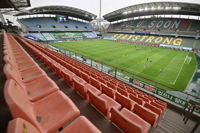 A game in South Korea's top-flight takes place behind closed doors because of the Covid-19 pandemic: UNG YEON-JE/AFP via Getty Images