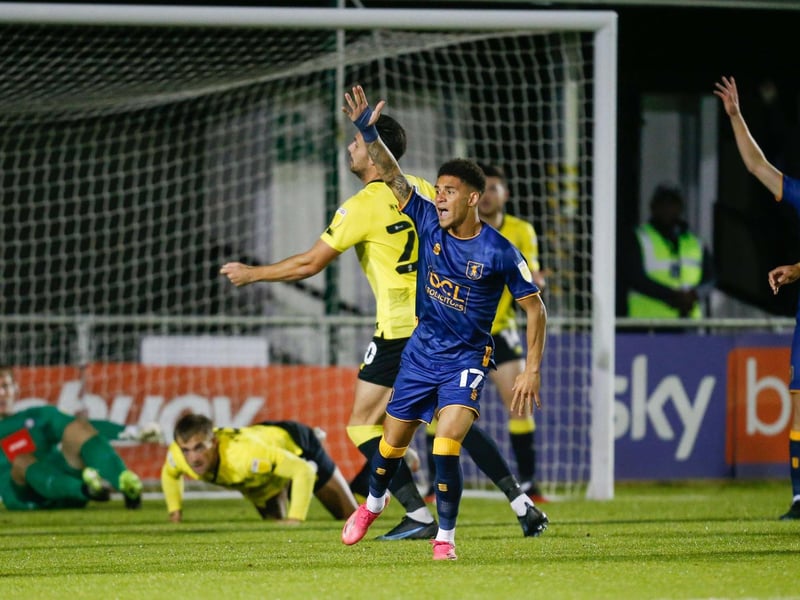 Mansfield Town forward Tyrese Sinclair appeals for handball.