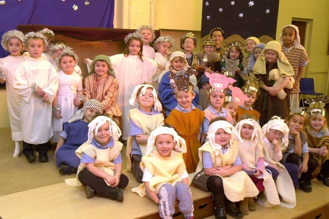 Pupils from the Stradbroke  Primary School in their nativity  play that they performed for pensioners at the school, December 2003