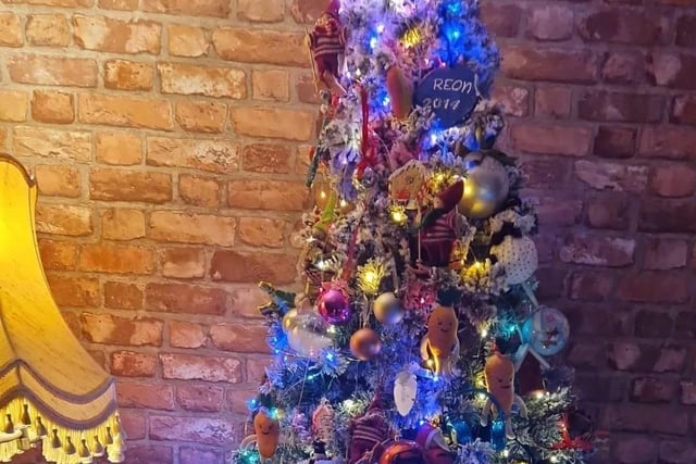 What a colourful tree from Abigail Spencer Meyers. Lots of fun decorations including Kevin the Carrot.