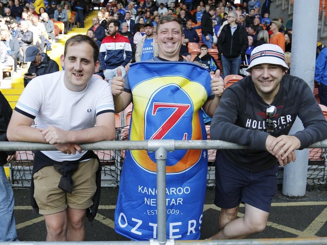 Pompey fans inside Bloomfield Road.