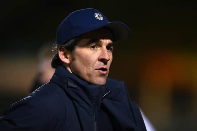Joey Barton, manager of Bristol Rovers, looks on following the Sky Bet League One match between Bristol Rovers and Accrington Stanley at Memorial Stadium on March 9, 2021
