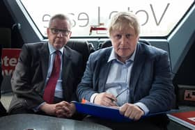 File photo dated 01/06/16 of Michael Gove and Boris Johnson (right) on the Vote Leave campaign bus. Photo: Stefan Rousseau/PA Wire