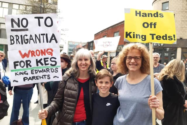 Protesters at the rally outside Sheffield City Hall against plans to turn King Edward VII School into an academy