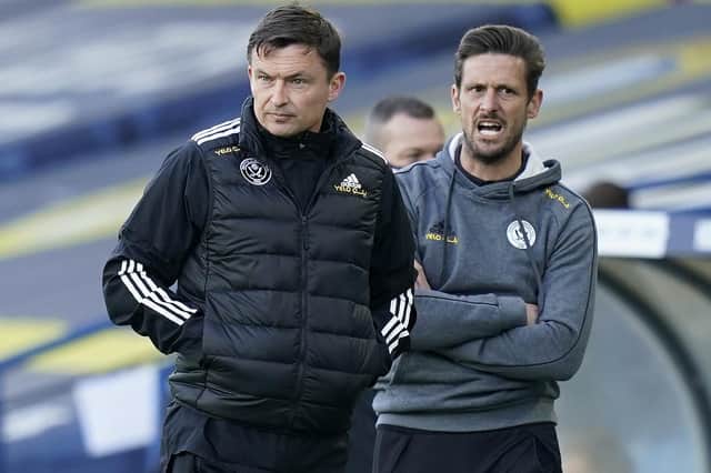 Paul Heckingbottom, temporary manager of Sheffield United, with his assistant Jason Tindall: Andrew Yates/Sportimage