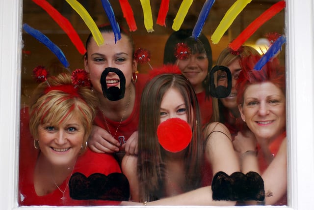 Comic Relief day at Rainbows hair salon in Westoe Road in 2005. Remember this?