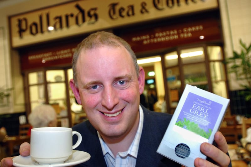 Pictured is Simon Bower, MD of Pollards Cafe in Meadowhall, with his new range of British teas he is about to sell