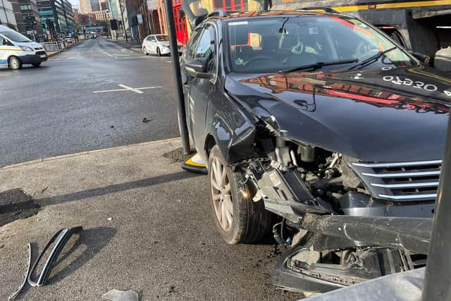 An Uber was involved in a crash at the West Bar roundabout in Sheffield earlier
