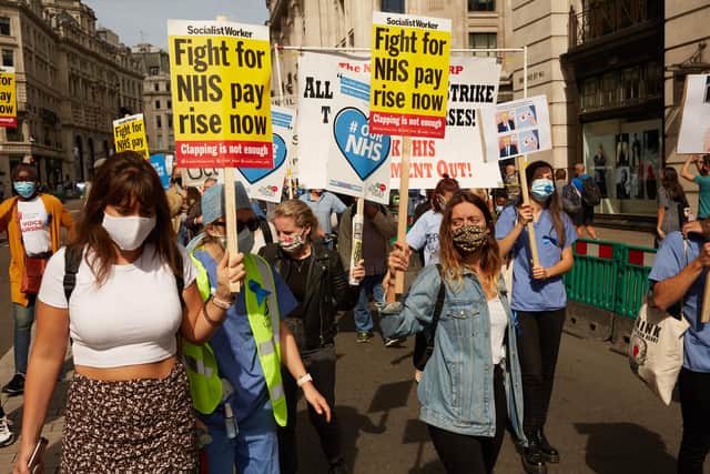 NHS workers in London protested for higher wages following hardships they faced caring for patients with Covid-19 during the pandemic, back in September.