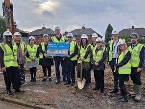 Pictured: Council Leader, Cllr Chris Read together with Cabinet Members, Ward Councillors and representatives from Rotherham Council and O&P Construction.