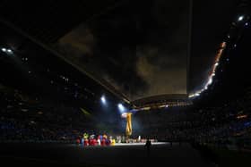 Artists perform during the opening World Cup opening ceremony, prior to the group A match between Qatar and Ecuador, at the Al Bayt Stadium in Al Khor , Qatar: AP Photo/Manu Fernandez