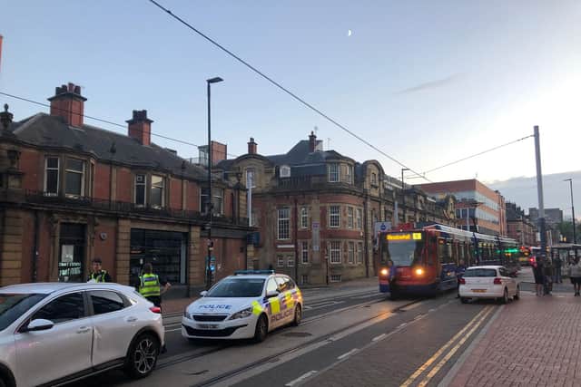 Trams are currently unable to run between Cathedral and Shalesmoor due to a police incident on West Street