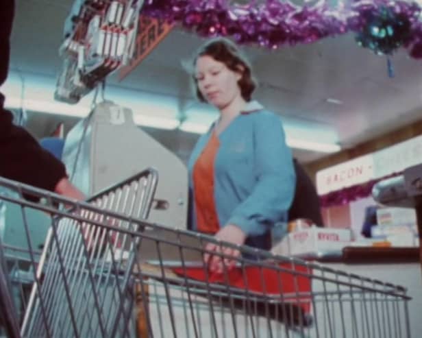 Anne Marie Lozinsky shown at work at a Barnsley supermarket