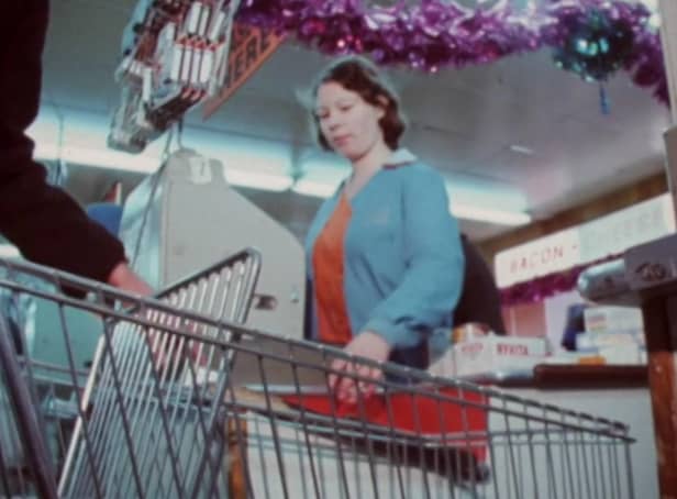 Anne Marie Lozinsky shown at work at a Barnsley supermarket
