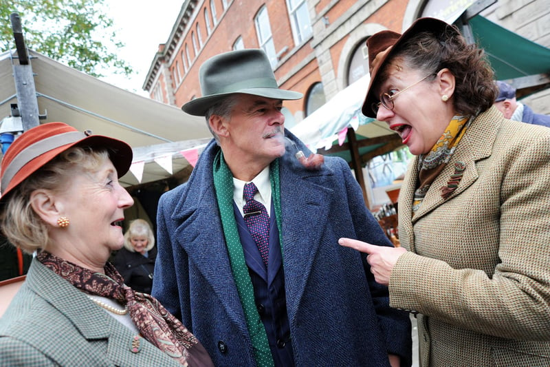 The market has hosted a number of themed events down the years. Here, Joy Greenshields, and Robert and Lisa Johnson get into the spirit of the day in their 1940's costumes during an event on Chesterfield Market.