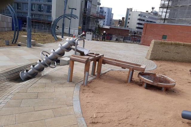 The Archimedes screw  in Pound's Park, Rockingham Street, Sheffield, due to open on Monday. The water features will not open until later though.