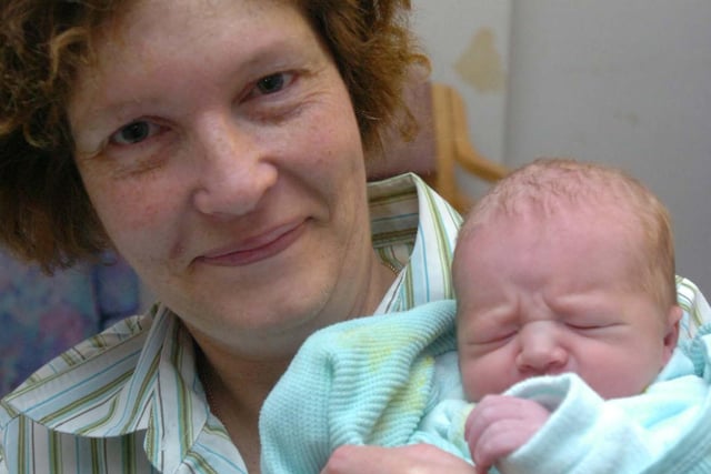 Jean Horton of Marrion Road, Hillsborough, with baby Aaron, born at 05.10am, weighing 6 lbs 9 oz